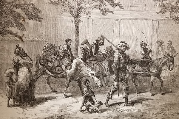 "En Route for Kansas – Fleeing from the Yellow Fever" sketch by H. J. Lewis