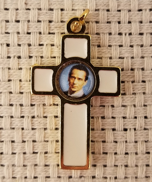 Gold and White Cross Pendant