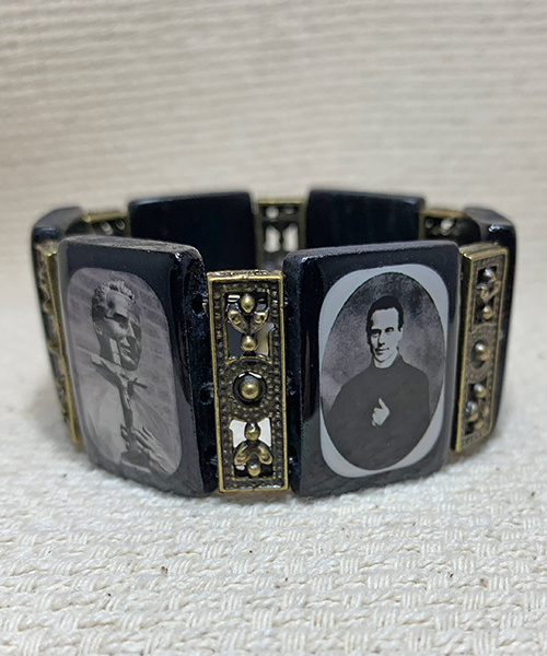 Large Black Wood and Brass Bracelet