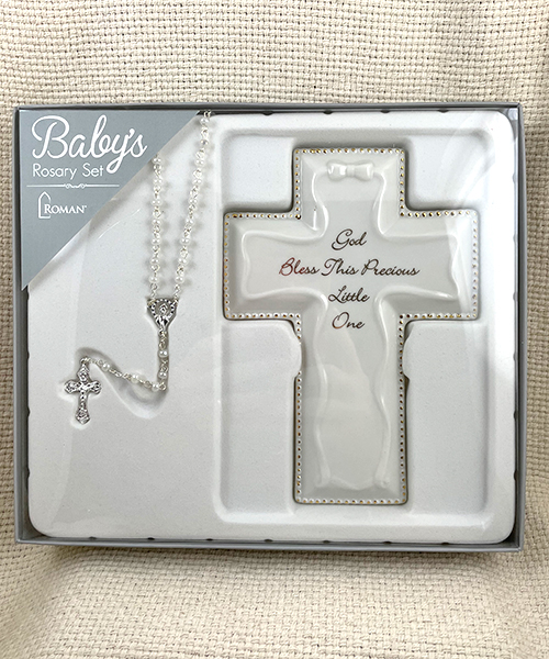 Baby's rosary and cross gift set