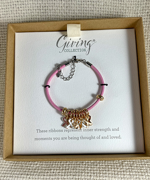 Pink Ribbon leatherette bracelet