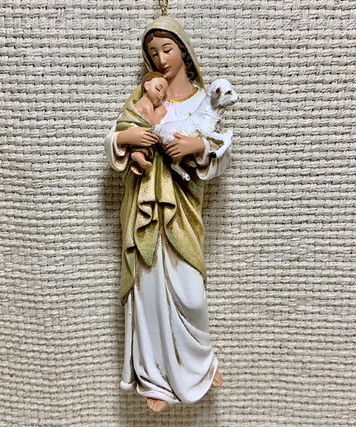Mary, Jesus and lamb ornament