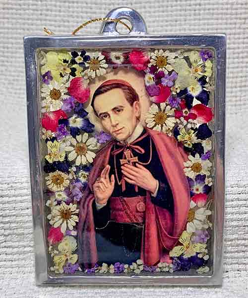 St. John Neumann pressed flower plaque