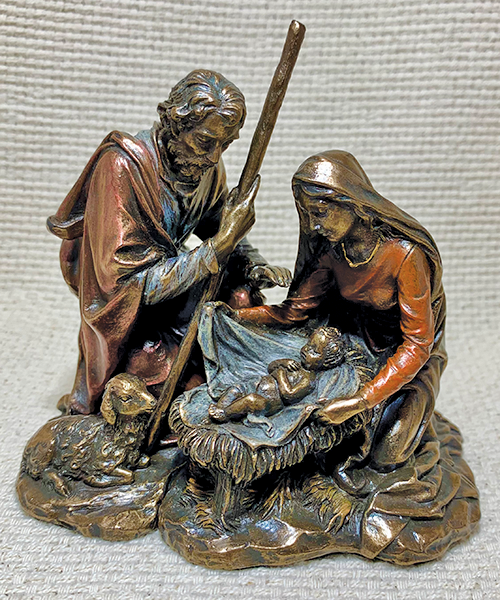 Bronze Holy Family nativity statue