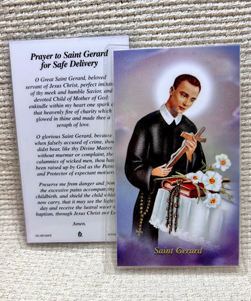 “Prayer to St. Gerard for Safe Delivery” laminated prayer card