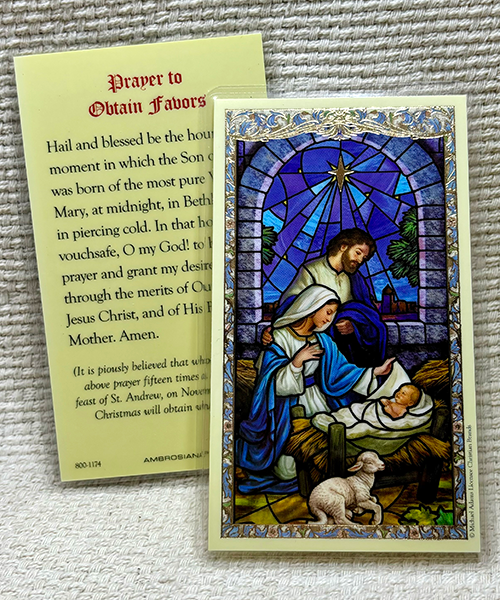 Prayer to Obtain Favors prayer card