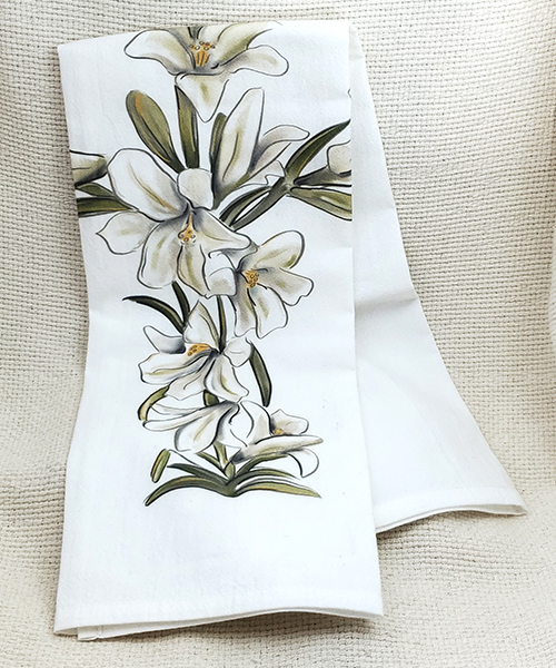 Easter Lily Tea Towel
