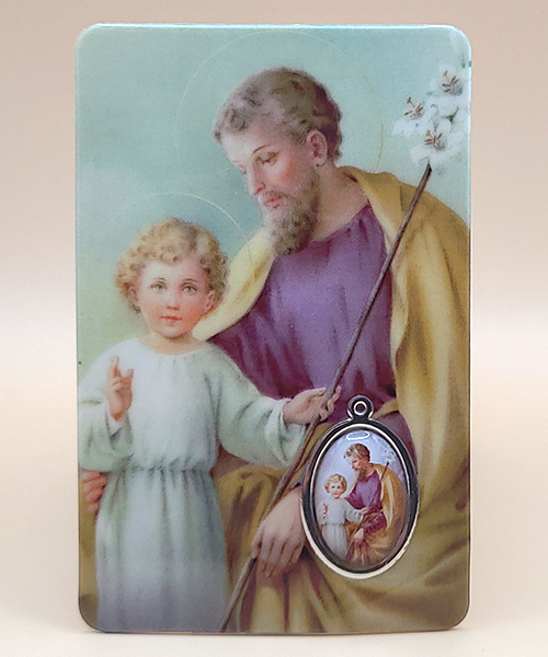 St. Joseph prayer card with medal