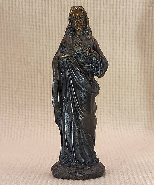 Antiqued metal Sacred Heart of Jesus statue