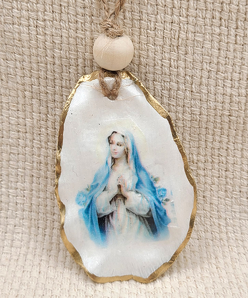 Blessed Mother seashell ornament
