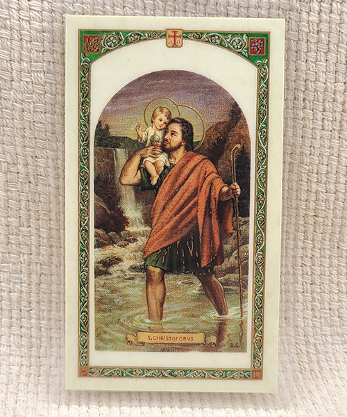 St. Christopher laminated prayer card